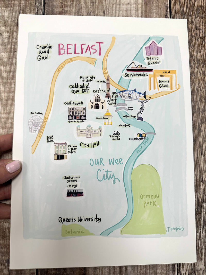 Colourful Map of Belfast Print
