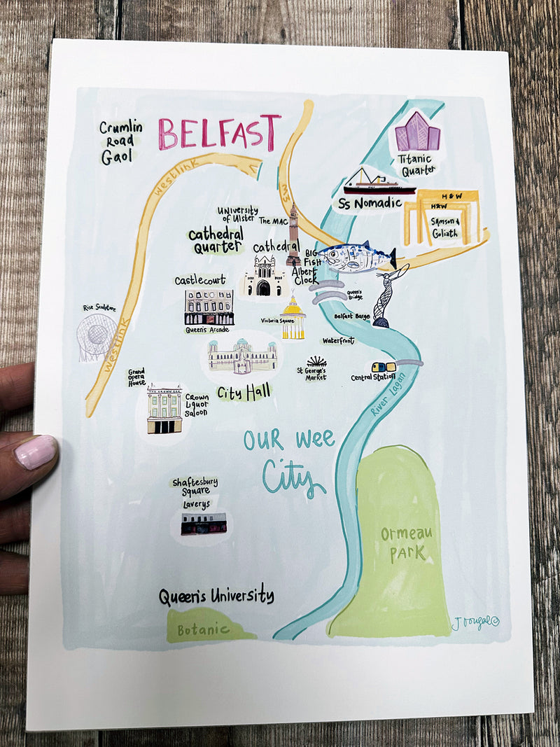 Colourful Map of Belfast Print