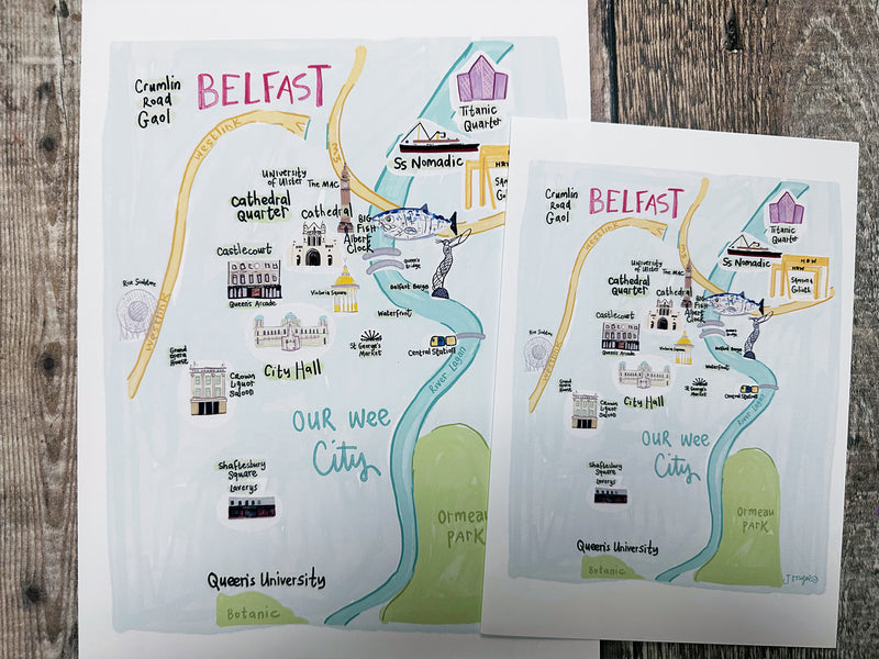 Colourful Map of Belfast Print