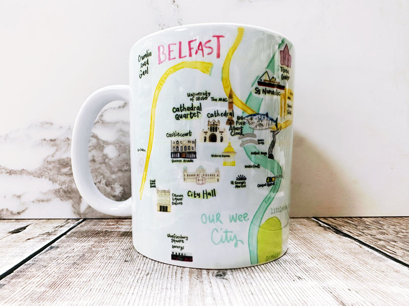 Colourful Map of Belfast Ceramic Mug 11oz