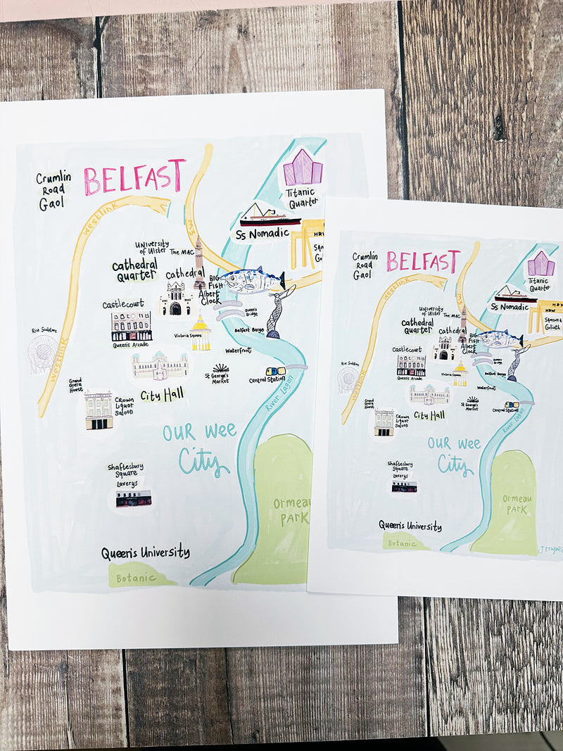 Colourful Map of Belfast Print