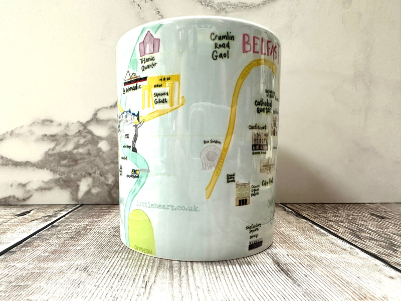 Colourful Map of Belfast Ceramic Mug 11oz
