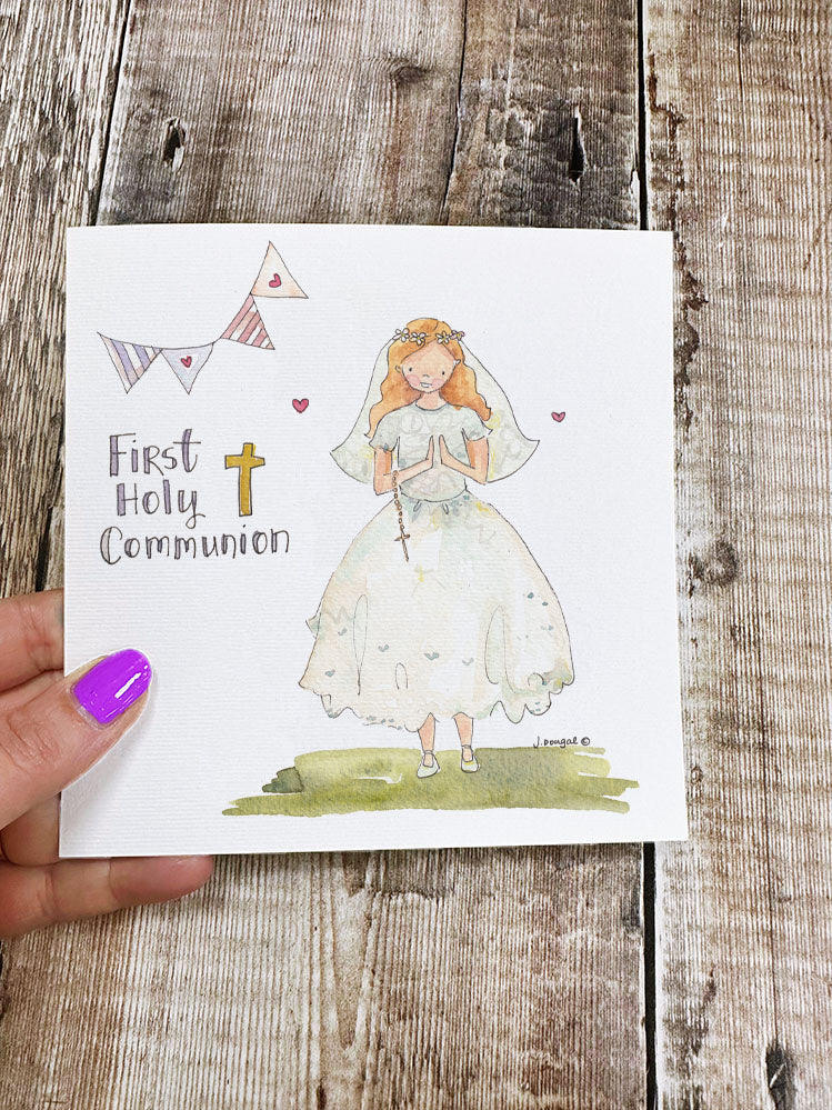 Little Girl First Holy communion Card - Personalised