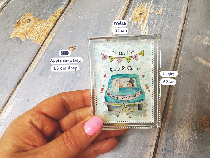 Wedding Car Personalised Glass Block Keepsake