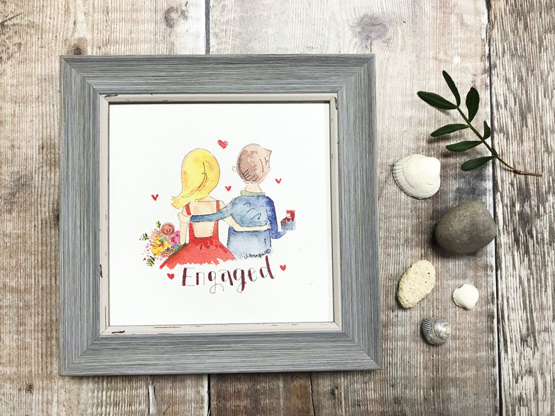 Little Framed Print Engaged Couple can be personalised