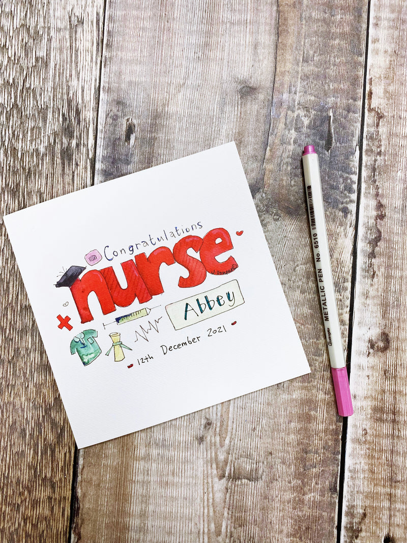 Nurse text Graduation Card - Personalised