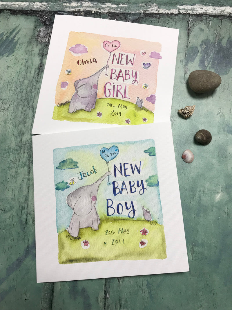Baby Elephant Girl - Personalised (maximum 1 name)