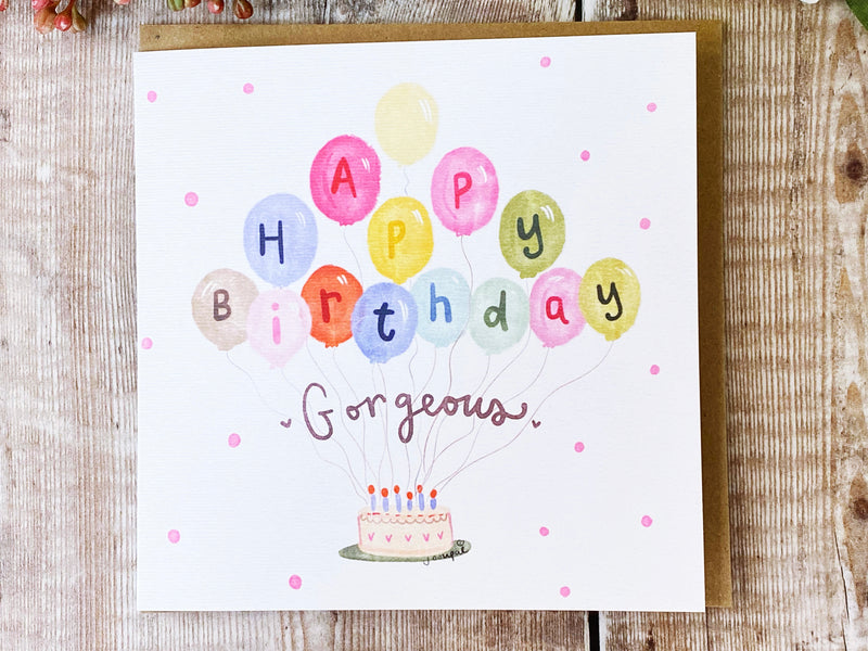 Gorgeous birthday balloons Card - Personalised