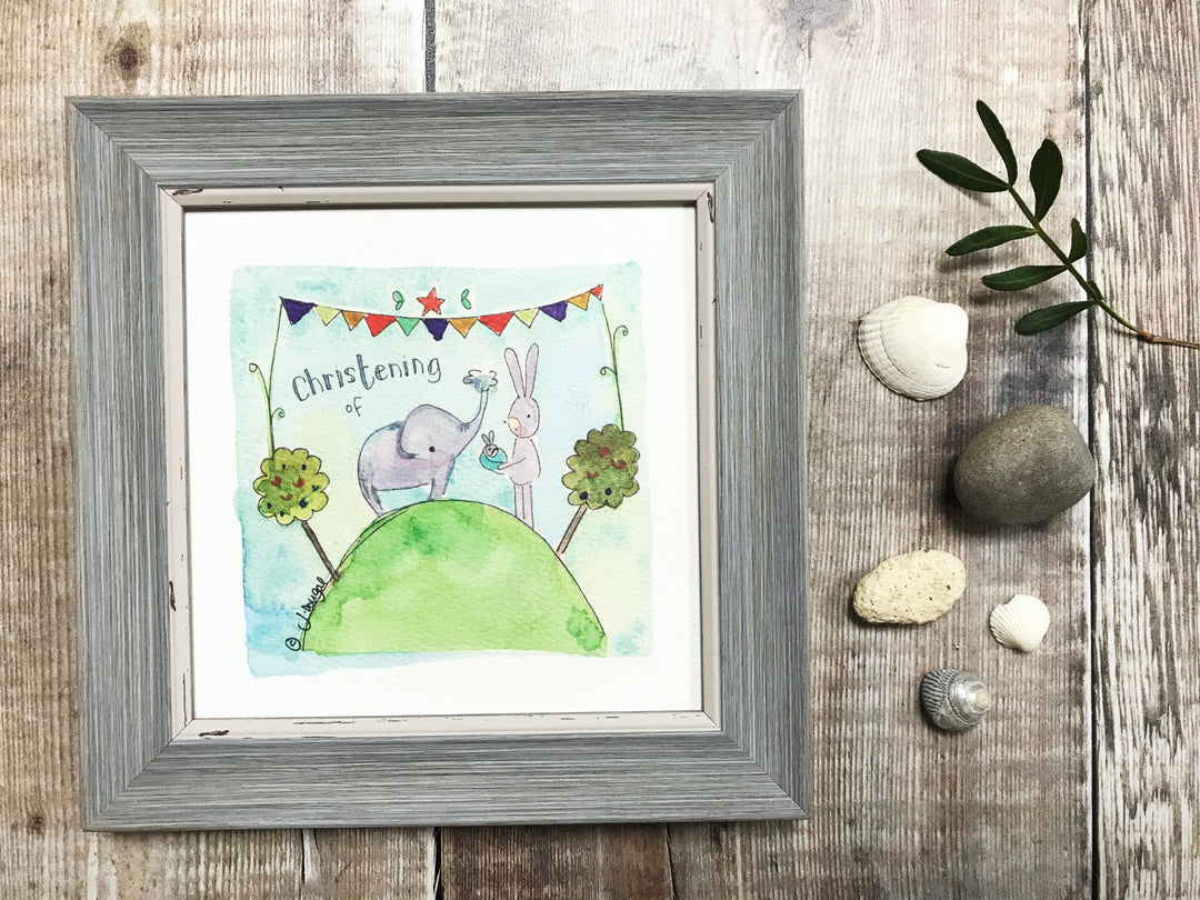 Little Framed Print "Christening Elephant" can be personalised
