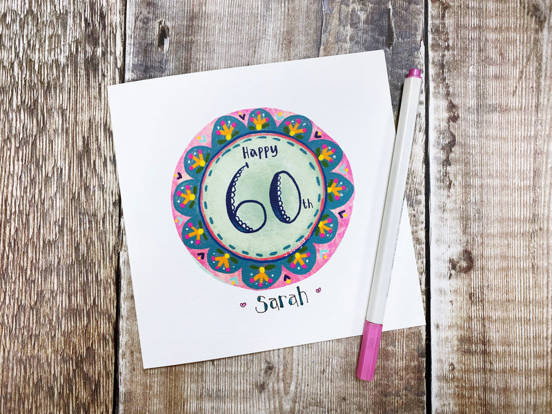 Happy 60th Floral Birthday Card - Personalised