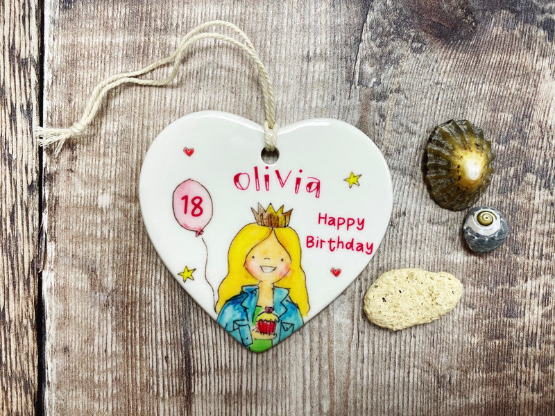 Birthday Girl Ceramic Heart