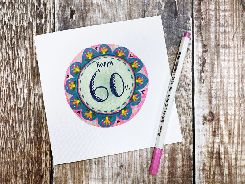 Happy 60th Floral Birthday Card - Personalised