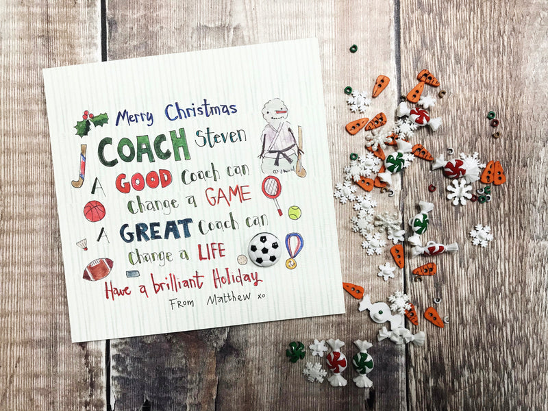 “Merry Christmas Coach" Christmas Card - Personalised