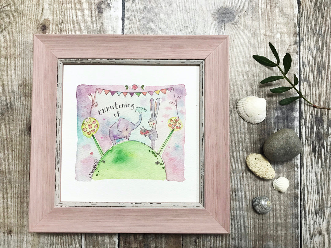 Little Framed Print "Christening Elephant Girl" can be personalised