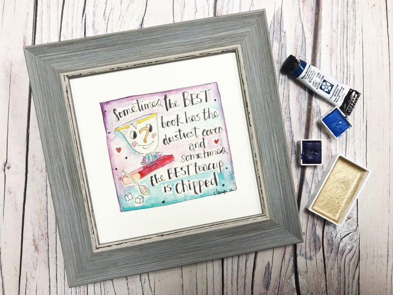 Framed Print "The Best teacup is Chipped" can be personalised