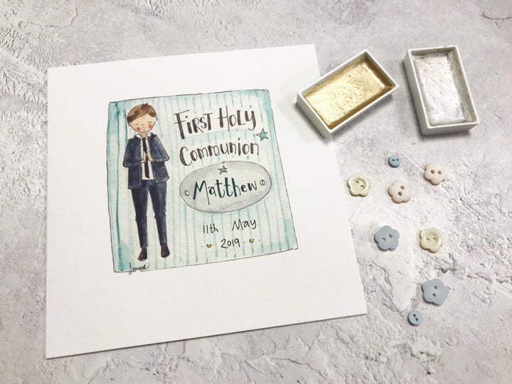 First Holy Communion, Boy Card - Personalised