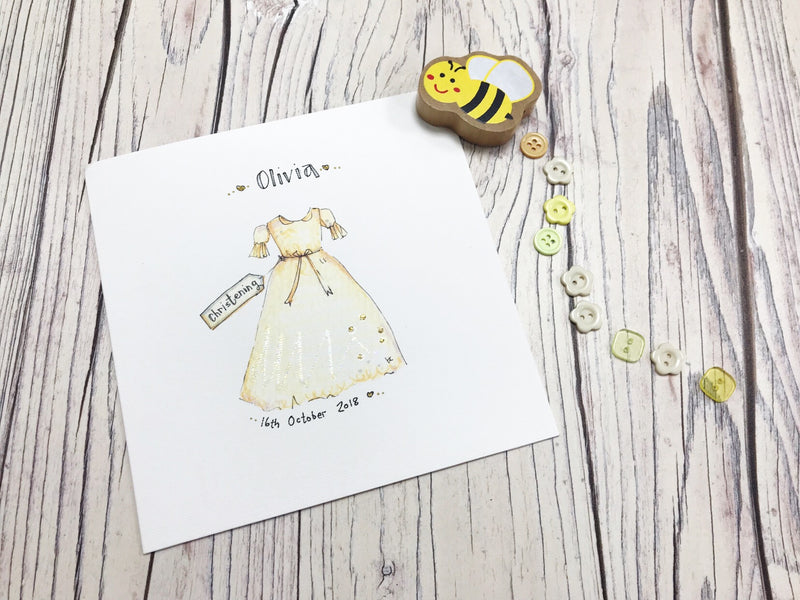 Christening Gown Card- Personalised
