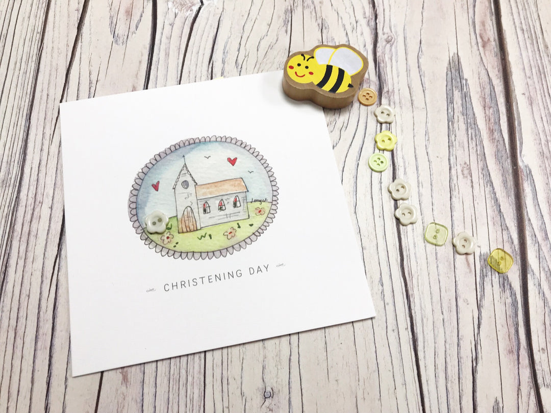 Christening Day Little Church Card- Personalised