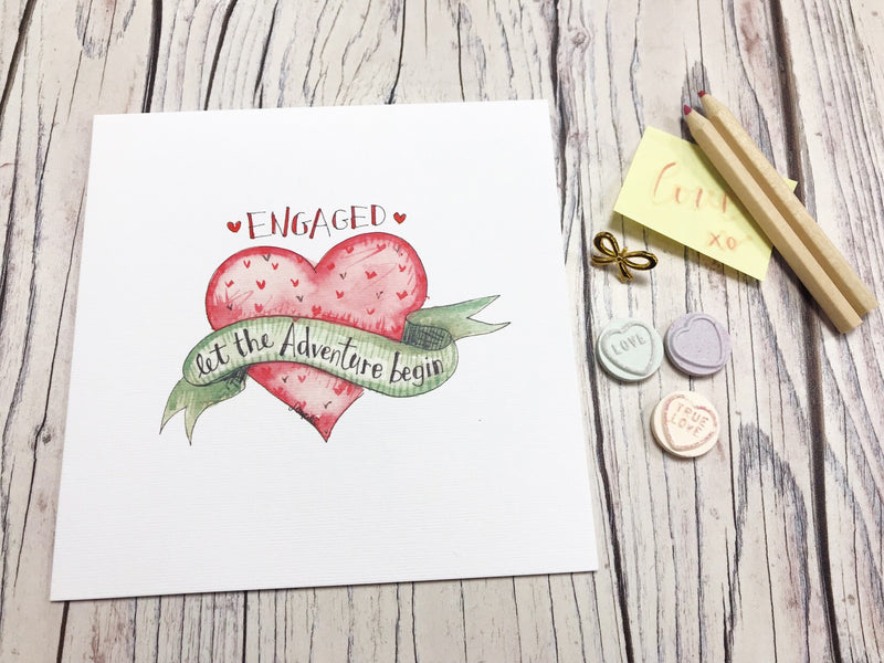 Engaged Let the Adventure begin Card - Personalised