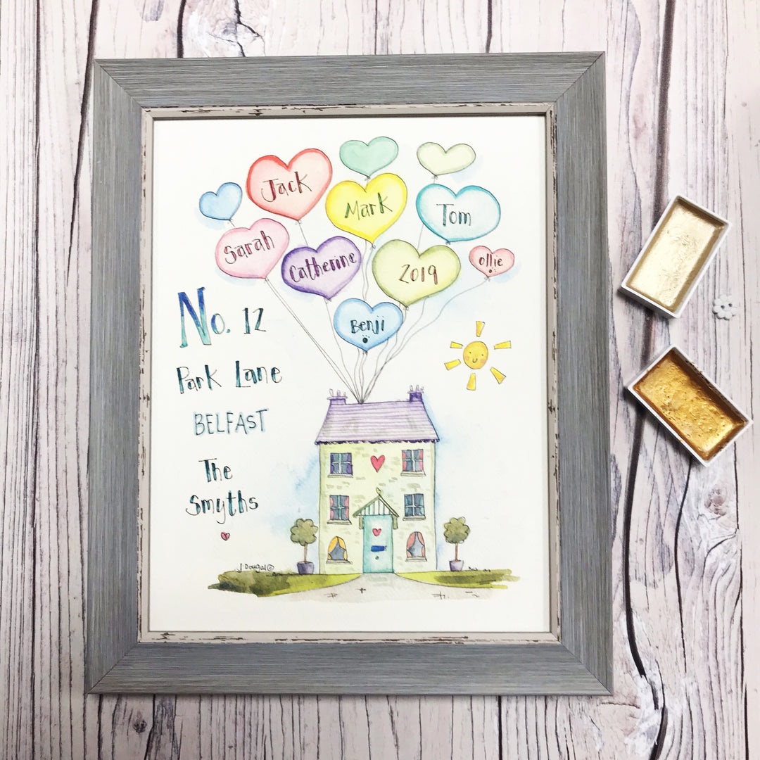 NEW Medium Framed Picture "Balloon House"