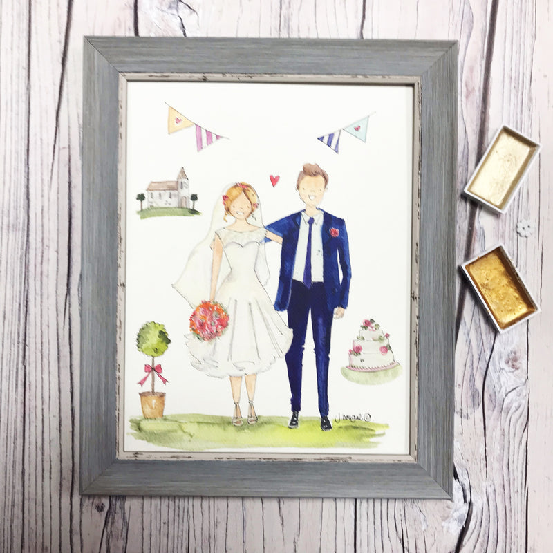 Medium Framed Picture Bride and Groom, Church and Venue