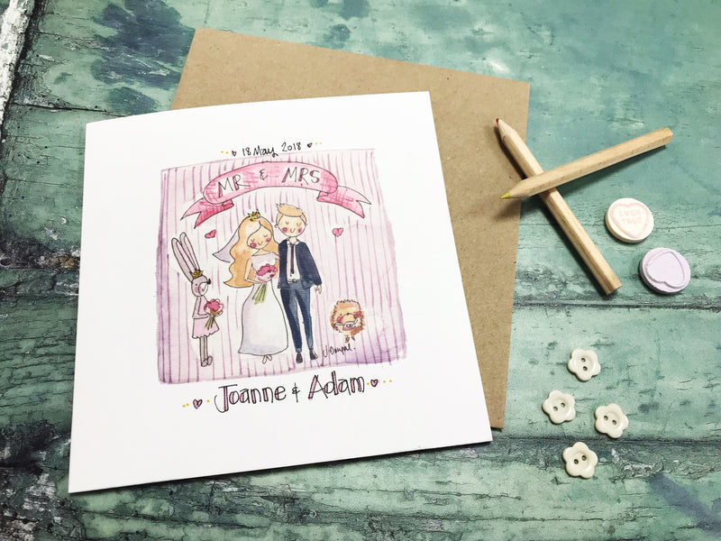 Mr and Mrs Bride and Groom Card- Personalised