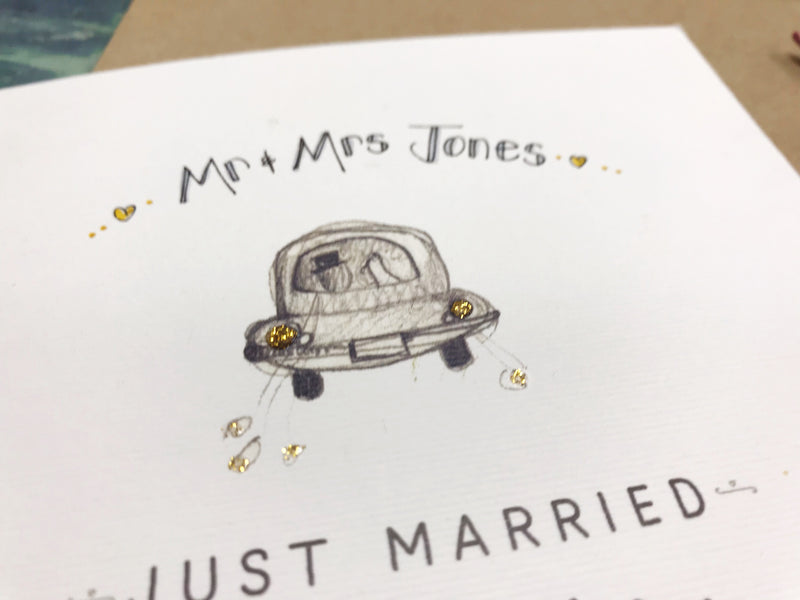 Little Wedding Car Card Personalised