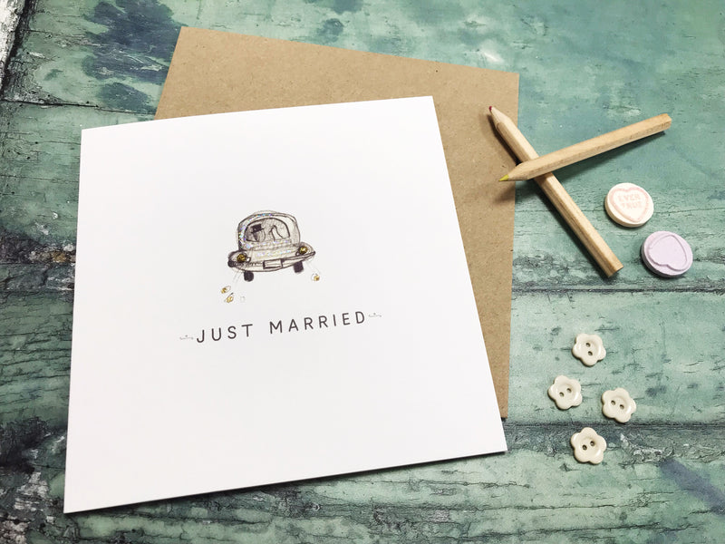 Little Wedding Car Card Personalised