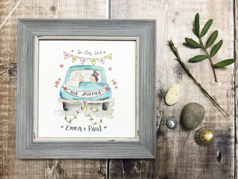Framed Print "Wedding Car" can be personalised
