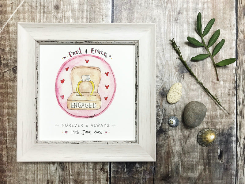 Little Framed Print "Engaged Ring Box" can be personalised