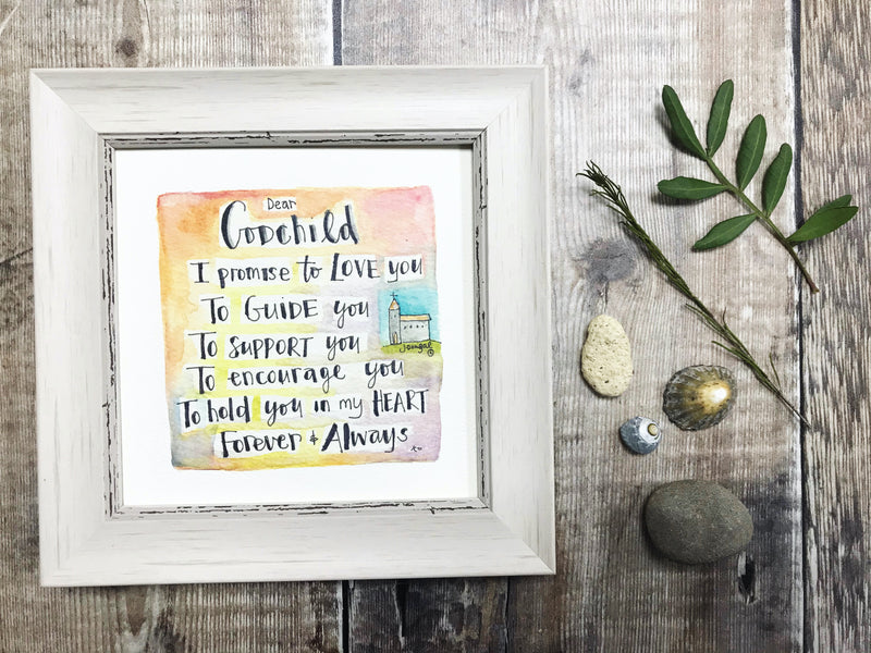 Framed Print "Dear Godchild....." can be personalised