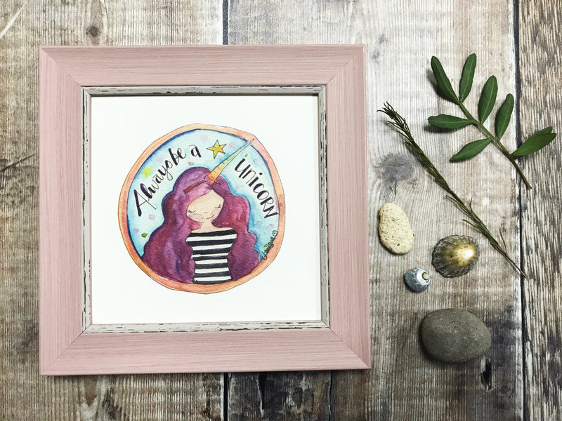 Framed Print "Always be a Unicorn Girl" can be personalised