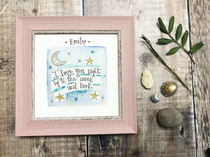 Little Framed Print "Moon and Back" can be personalised