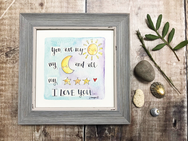 Little Framed Print "You are my Sunshine" can be personalised