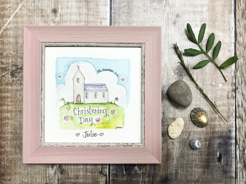 Little Framed Print "Christening Church" can be personalised