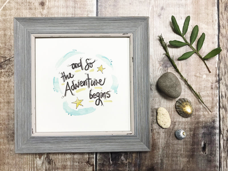 Little Framed Print "So the adventure begins" can be personalised