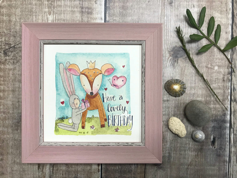 Framed Print "Birthday Deer" can be personalised
