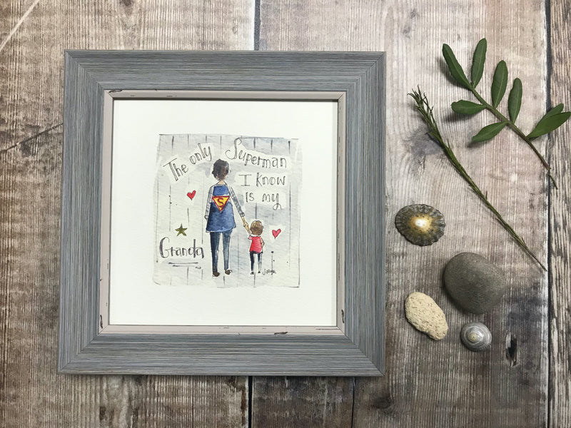 Framed Print "Granda, You are my Superhero" can be personalised