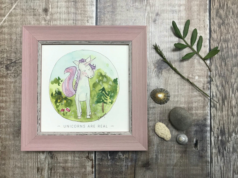 Little Framed Print "Unicorns are Real " can be personalised