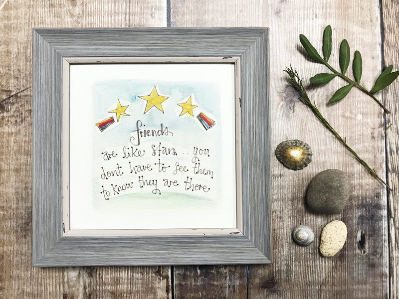 Little Framed Print "Friends are like Stars" can be personalised