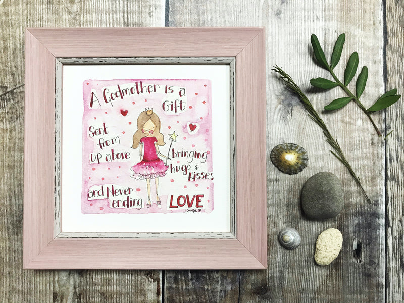 Framed Print "A Godmother is a Gift" can be personalised