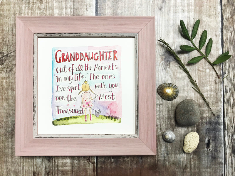 Framed Print "Granddaughter, Treasured Moments" can be personalised
