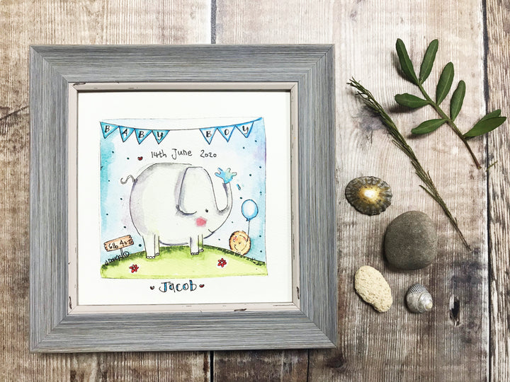 Little Framed Print "Baby Boy Elephant" can be personalised