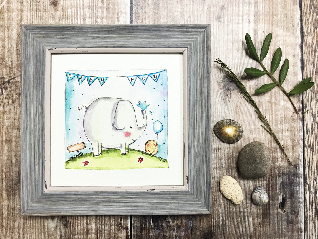 Little Framed Print "Baby Boy Elephant" can be personalised