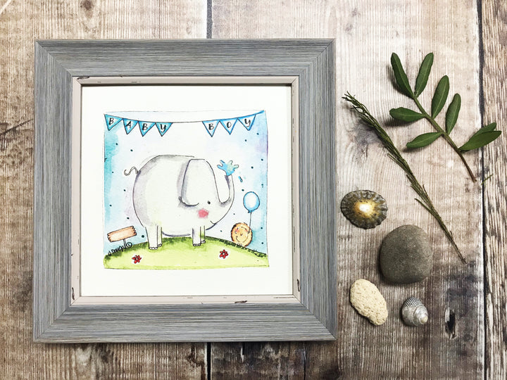 Little Framed Print "Baby Boy Elephant" can be personalised