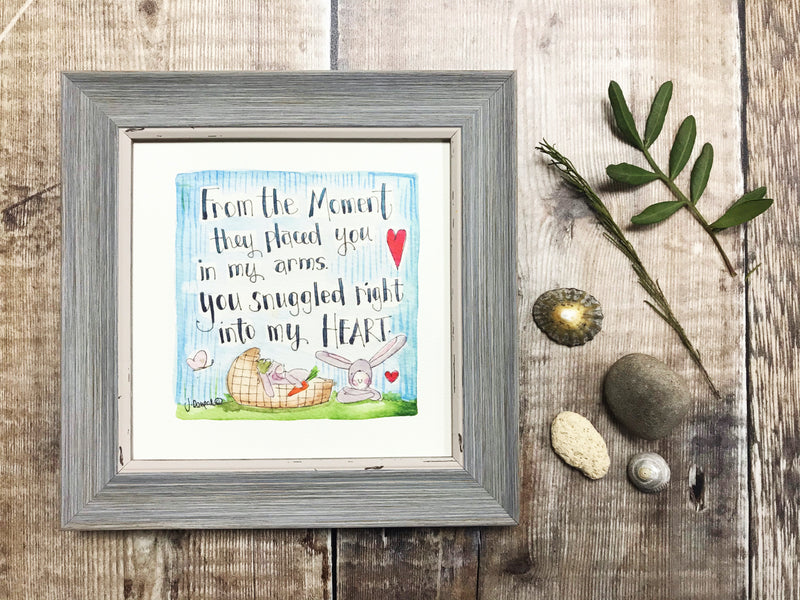 Framed Print "The moment they placed you in my arms" can be personalised