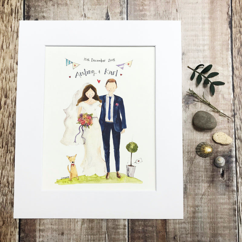 "Mr and Mrs with Dog" personalised Print