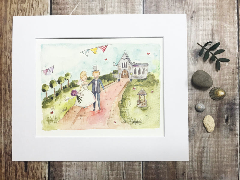 "Mr and Mrs Little Church Countryside" personalised Print