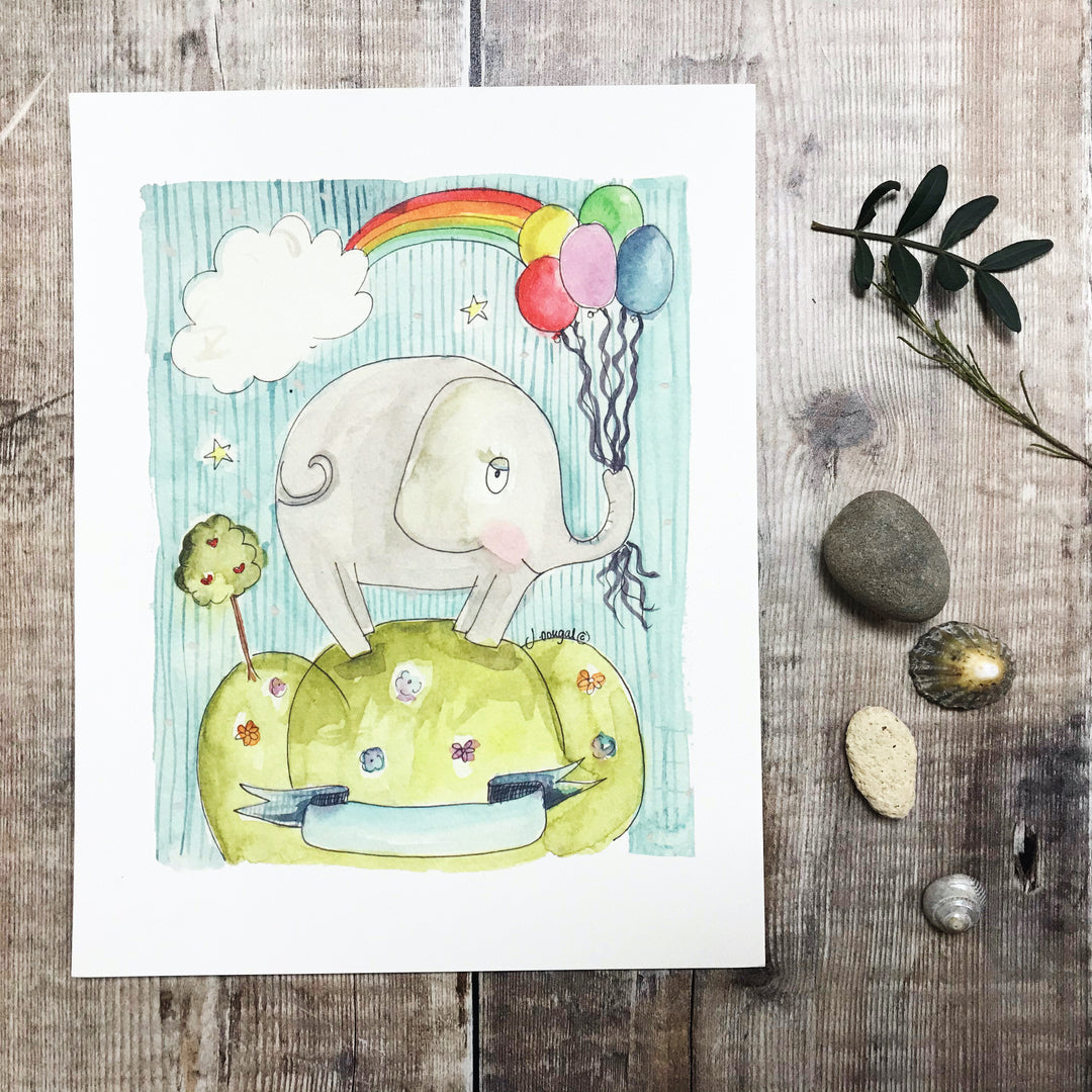 "Baby Boy Elephant" Personalised Print