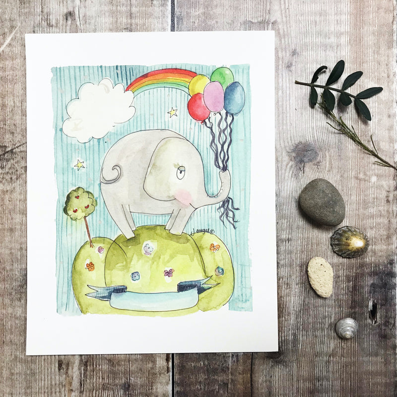 "Baby Boy Elephant" Personalised Print